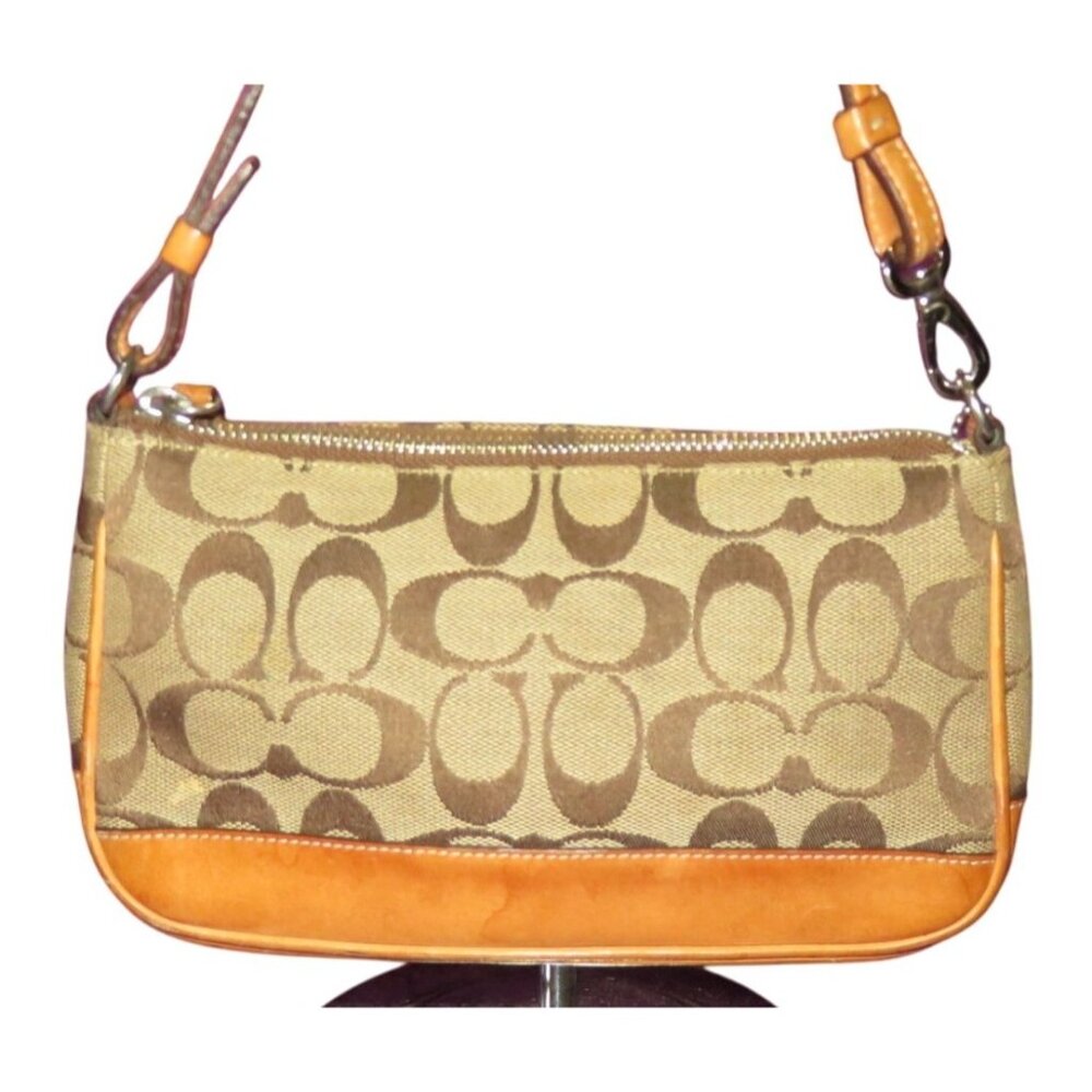 Coach 2004 Hampton Demi Baguette Bag in Signature C Canvas & Vachetta Leather